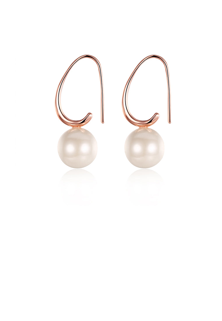 Simple Plated Rose Gold Water Drop Pearl Earrings - Luxurious Look