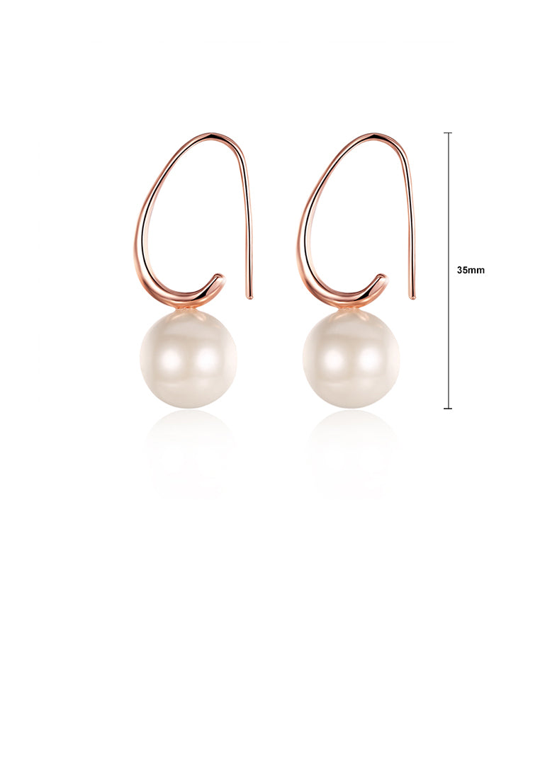 Simple Plated Rose Gold Water Drop Pearl Earrings - Luxurious Look