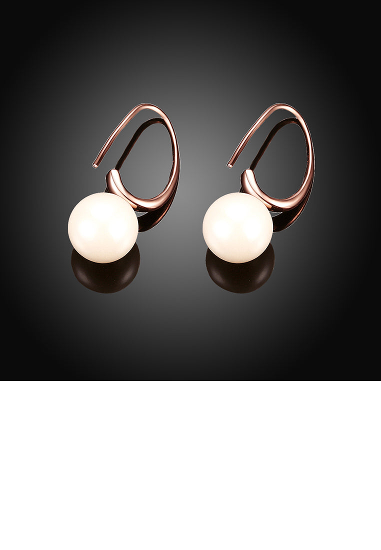 Simple Plated Rose Gold Water Drop Pearl Earrings - Luxurious Look