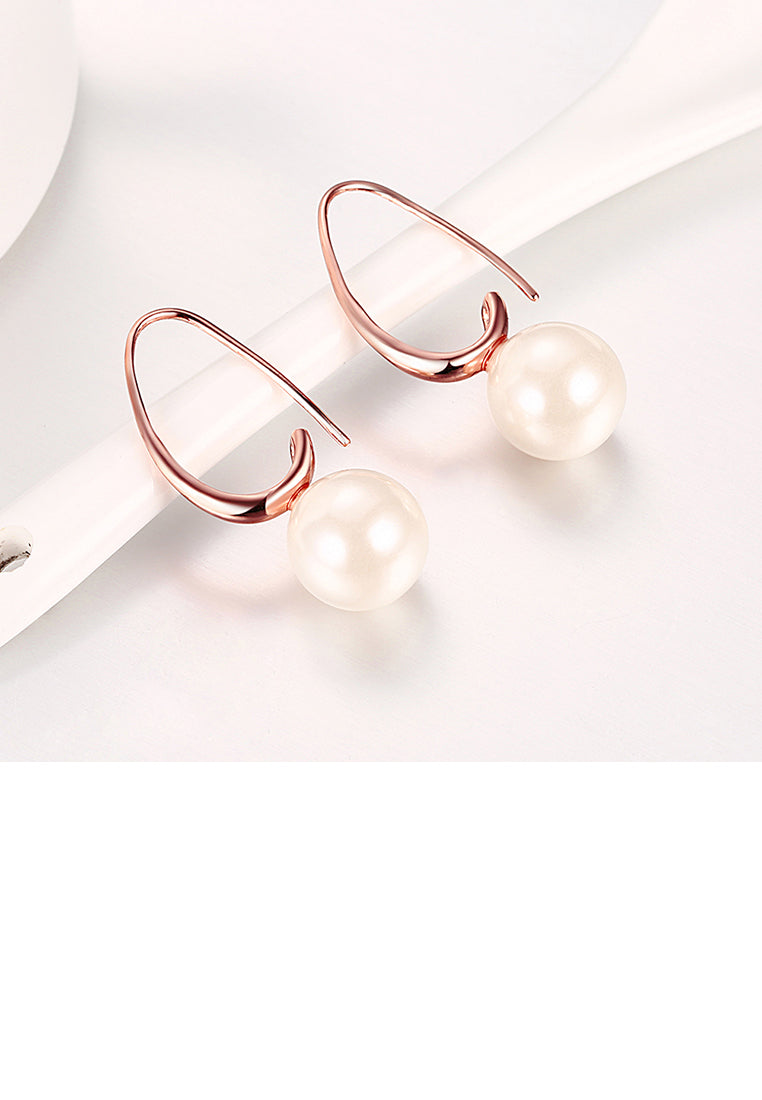 Simple Plated Rose Gold Water Drop Pearl Earrings - Luxurious Look