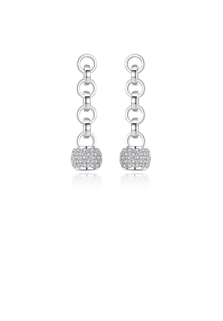 Fashion Simple Geometric Round Tassel Earrings with Cubic Zirconia - Luxurious Look