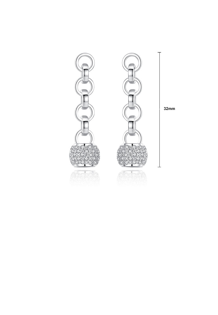 Fashion Simple Geometric Round Tassel Earrings with Cubic Zirconia - Luxurious Look