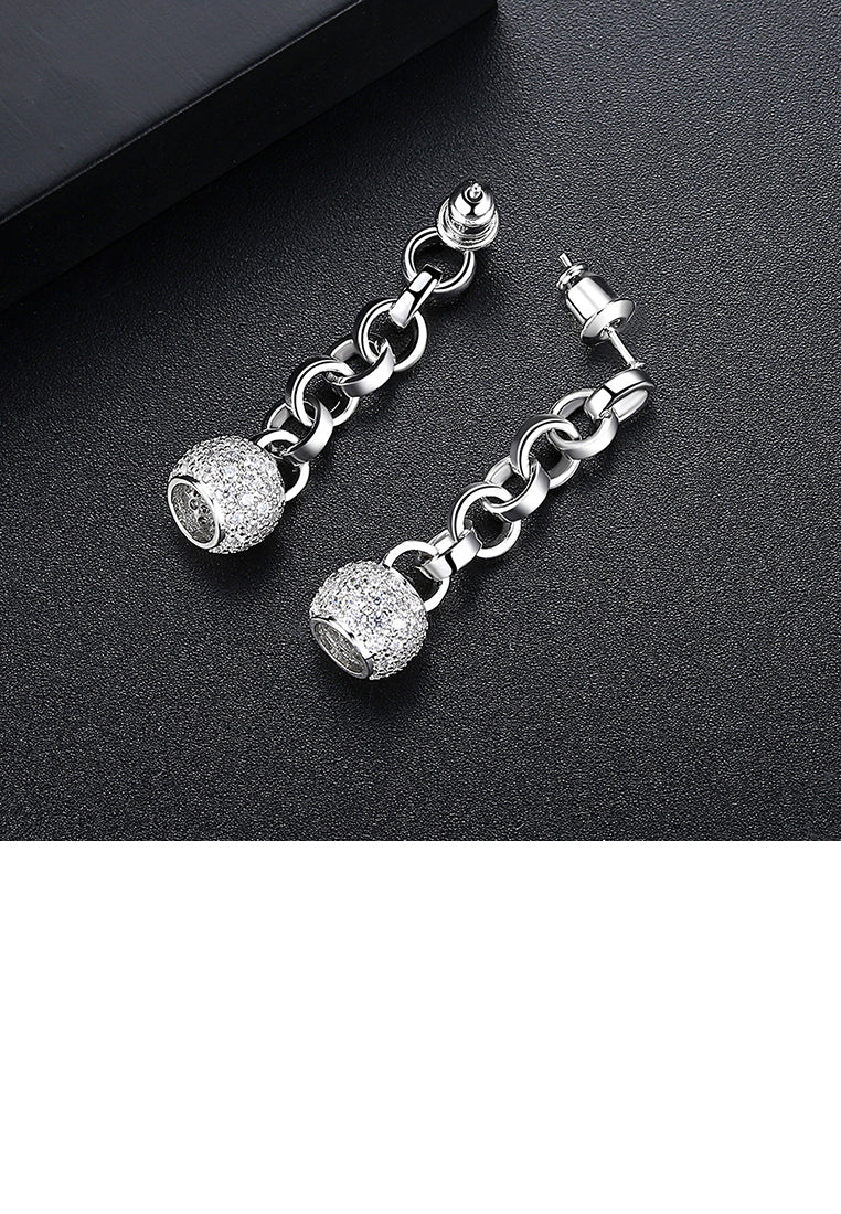 Fashion Simple Geometric Round Tassel Earrings with Cubic Zirconia - Luxurious Look