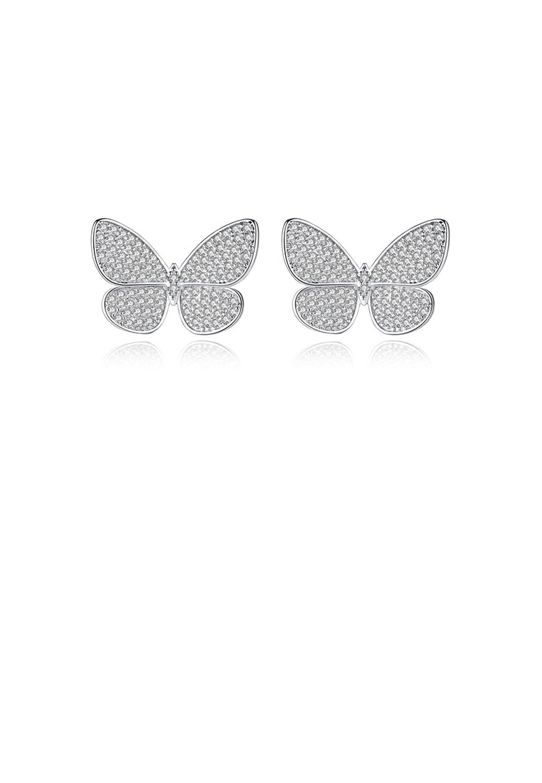 Elegant and Bright Butterfly Stud Earrings with Cubic Zirconia - Luxurious Look