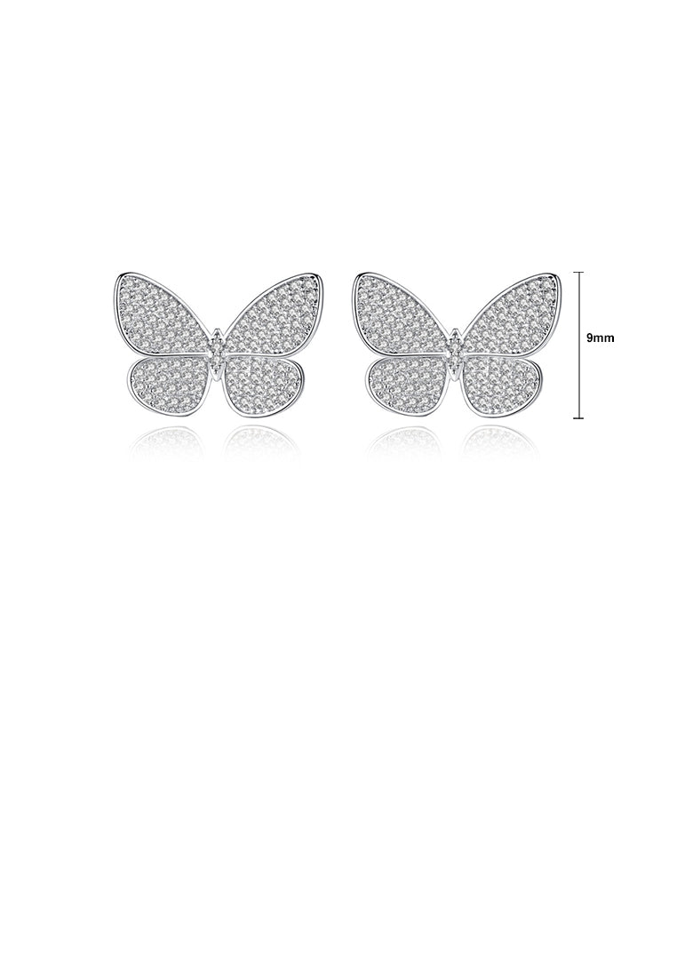 Elegant and Bright Butterfly Stud Earrings with Cubic Zirconia - Luxurious Look
