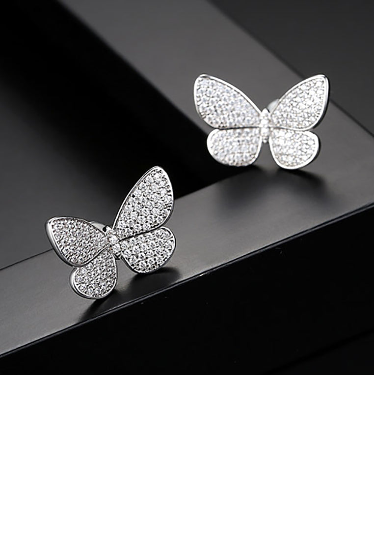 Elegant and Bright Butterfly Stud Earrings with Cubic Zirconia - Luxurious Look