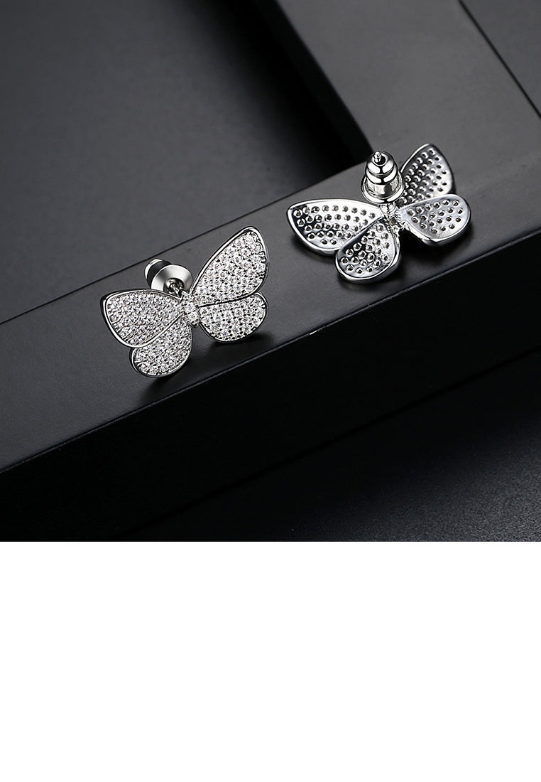 Elegant and Bright Butterfly Stud Earrings with Cubic Zirconia - Luxurious Look