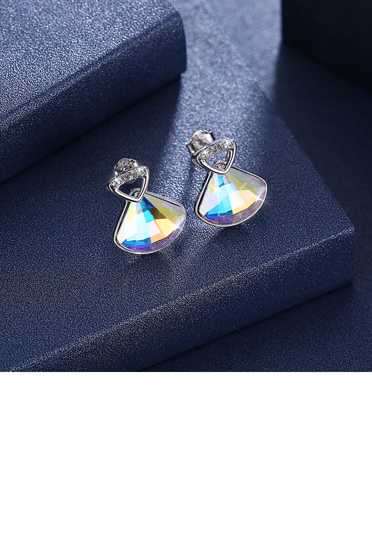 925 Sterling Silver Sparkling Elegant Noble Romantic Shell Earrings with Austrian Element Crystal