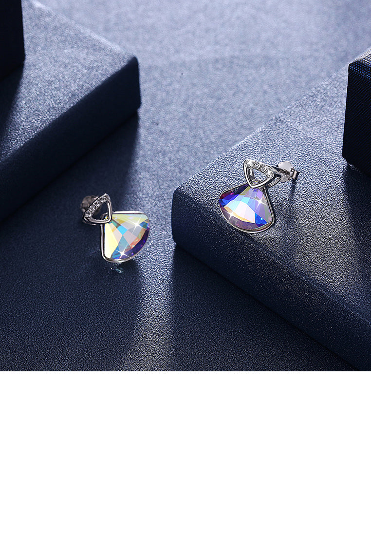 925 Sterling Silver Sparkling Elegant Noble Romantic Shell Earrings with Austrian Element Crystal