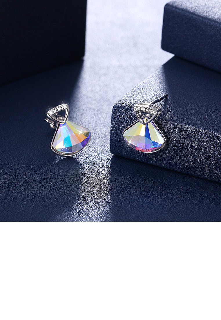 925 Sterling Silver Sparkling Elegant Noble Romantic Shell Earrings with Austrian Element Crystal