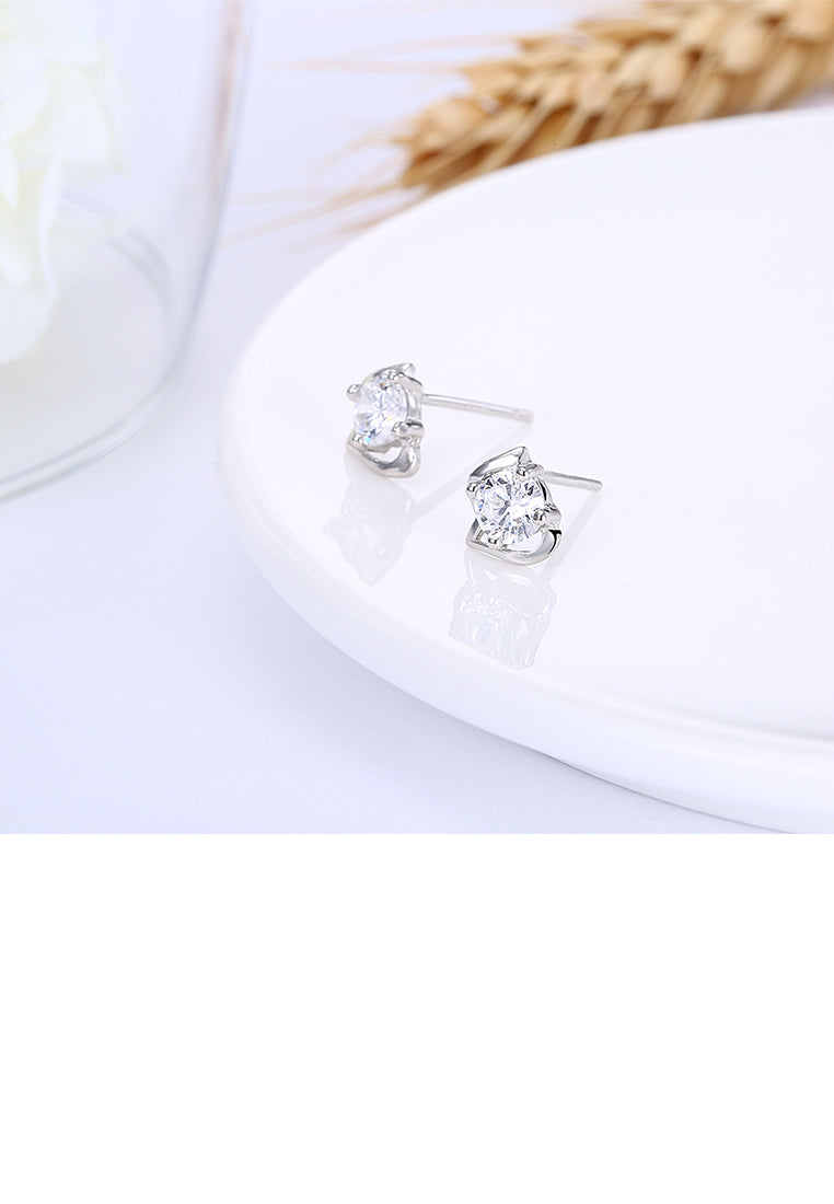 925 Sterling Silver Simple Mini Elegant Ear Studs and Earrings with Cubic Zircon
