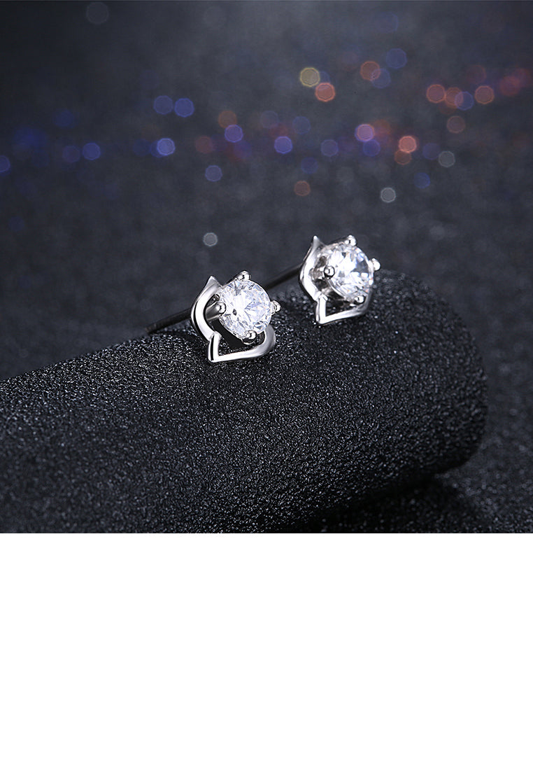 925 Sterling Silver Simple Mini Elegant Ear Studs and Earrings with Cubic Zircon