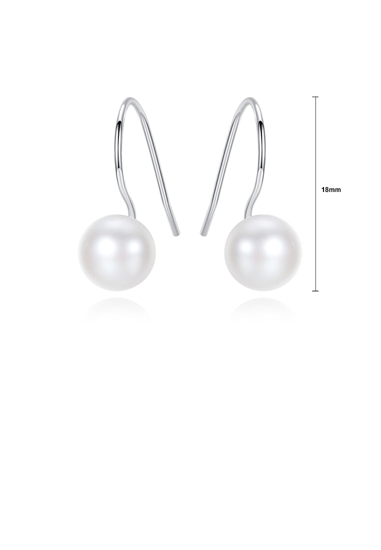 925 Sterling Silver Fashion Simple Round White Freshwater Pearl Earrings - Luxurious Look