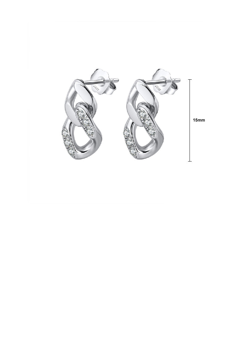 925 Sterling Silver Fashion Simple Geometric Buckle Earrings with Cubic Zirconia - Luxurious Look