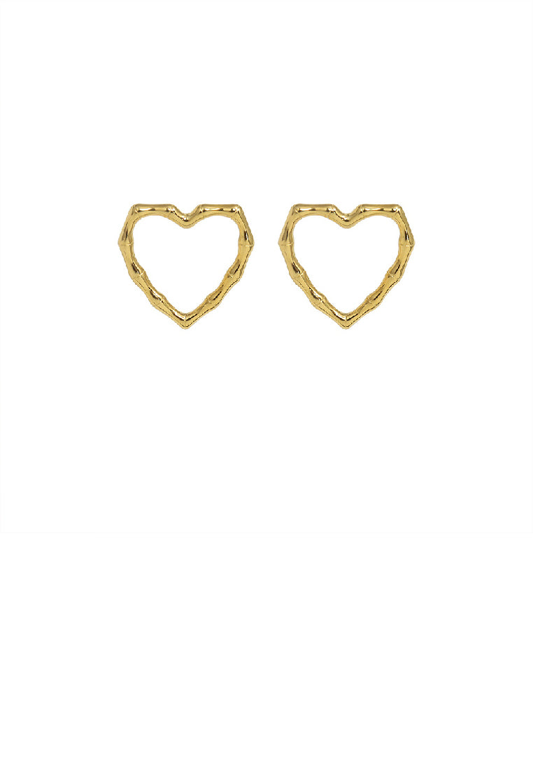 Simple Fashion Plated Gold 316L Stainless Steel Hollow Heart Stud Earrings