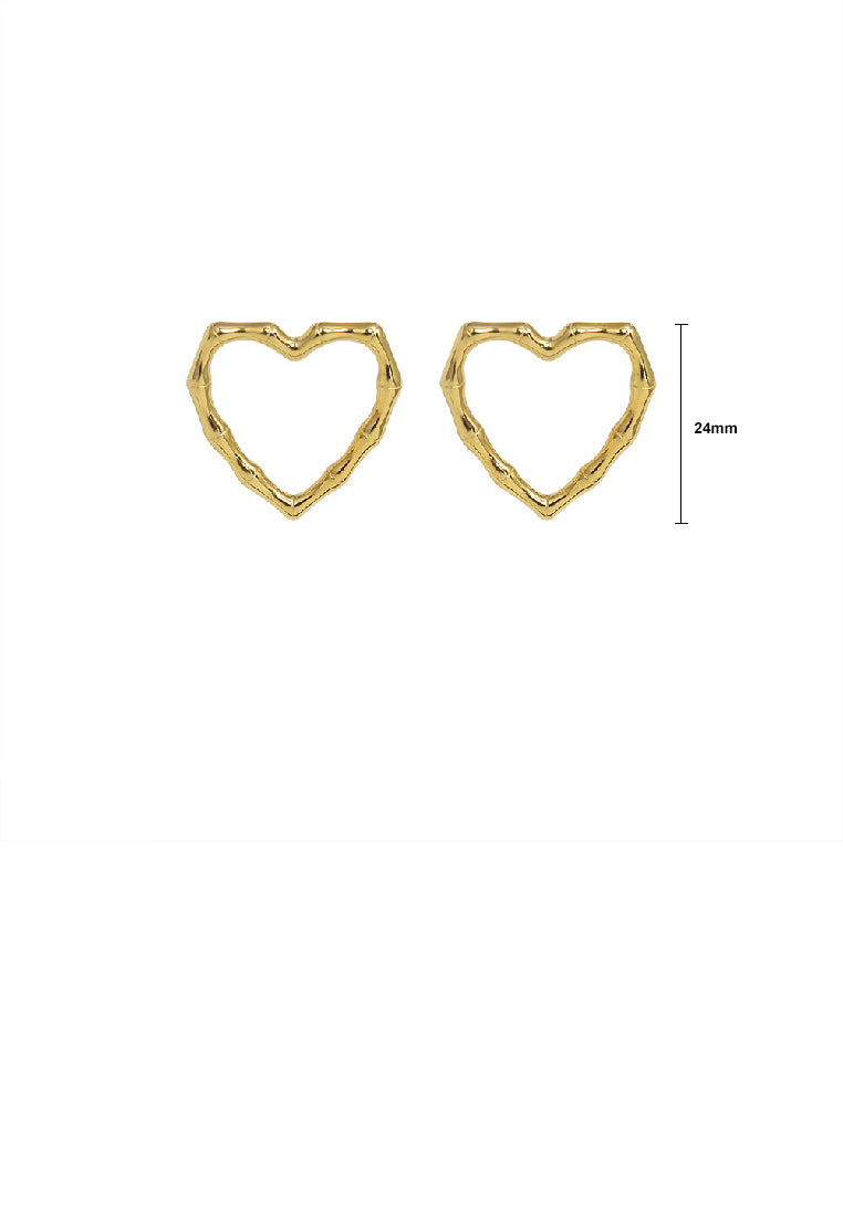 Simple Fashion Plated Gold 316L Stainless Steel Hollow Heart Stud Earrings