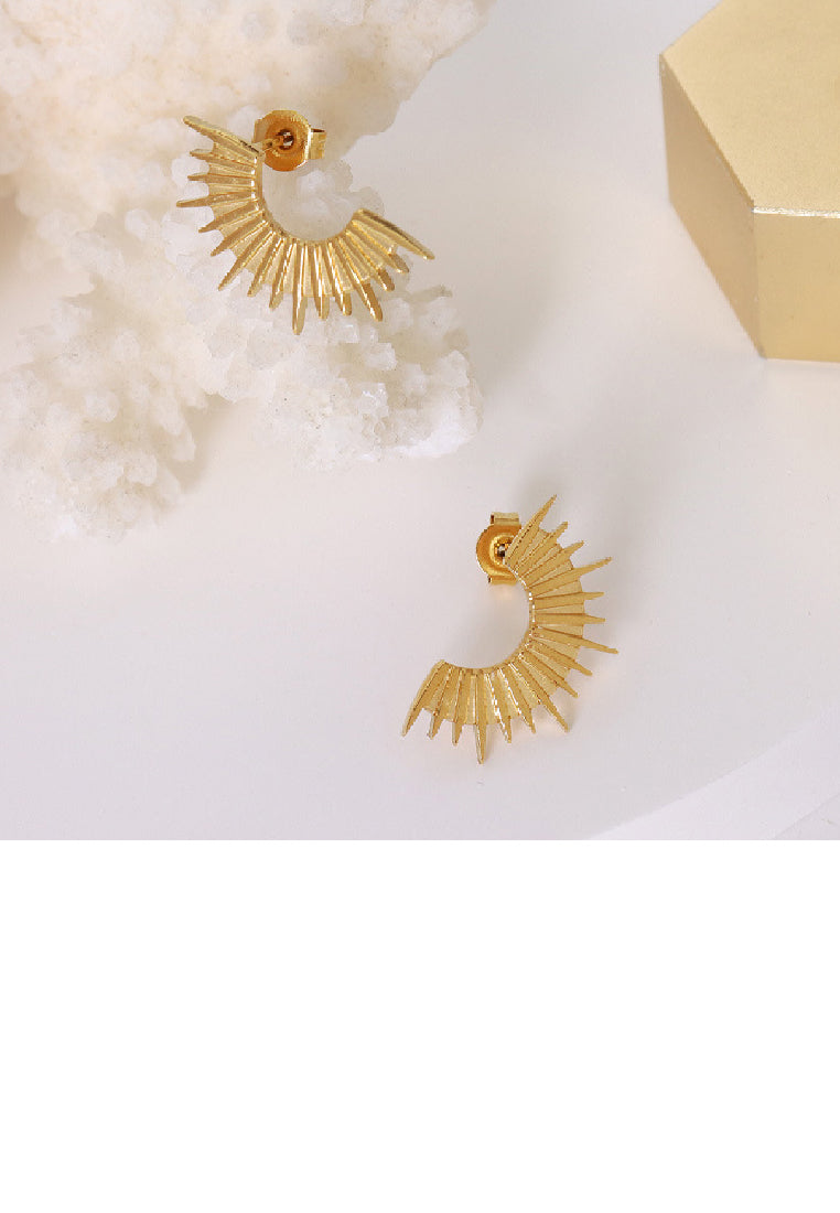 Fashion Creative Plated Gold 316L Stainless Steel C-Shape Geometric Stud Earrings
