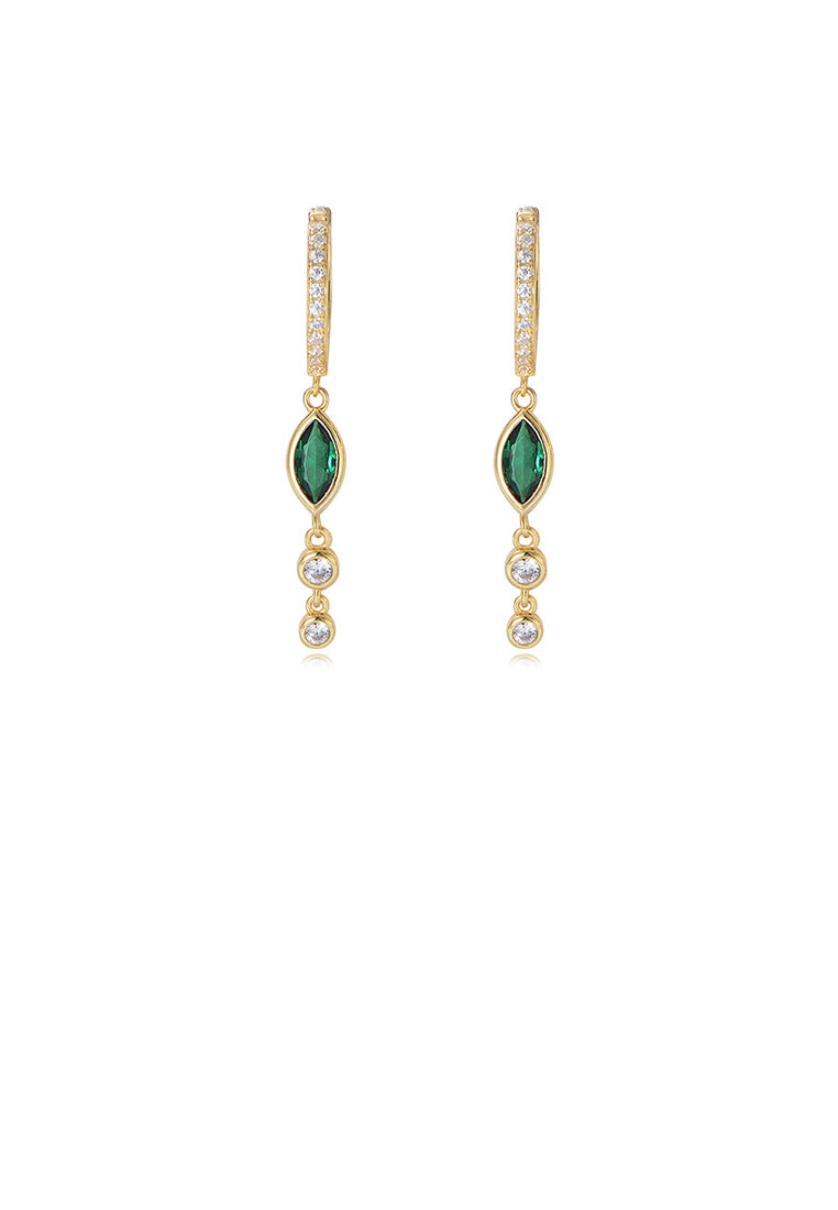 925 Sterling Silver Plated Gold Simple Elegant Geometric Tassel Earrings with Cubic Zirconia - Luxurious Look