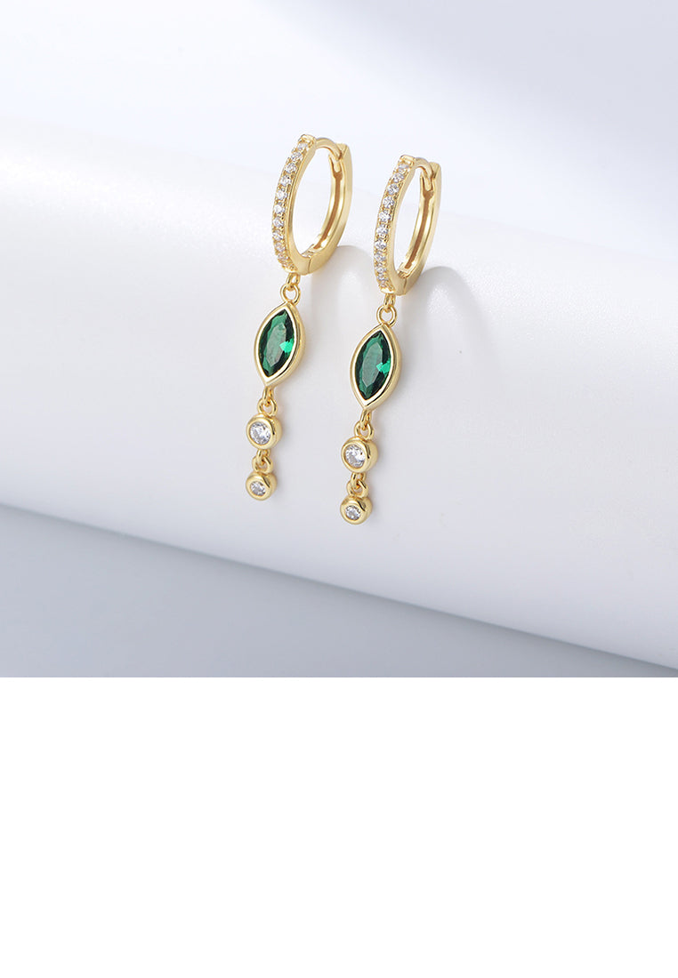 925 Sterling Silver Plated Gold Simple Elegant Geometric Tassel Earrings with Cubic Zirconia - Luxurious Look