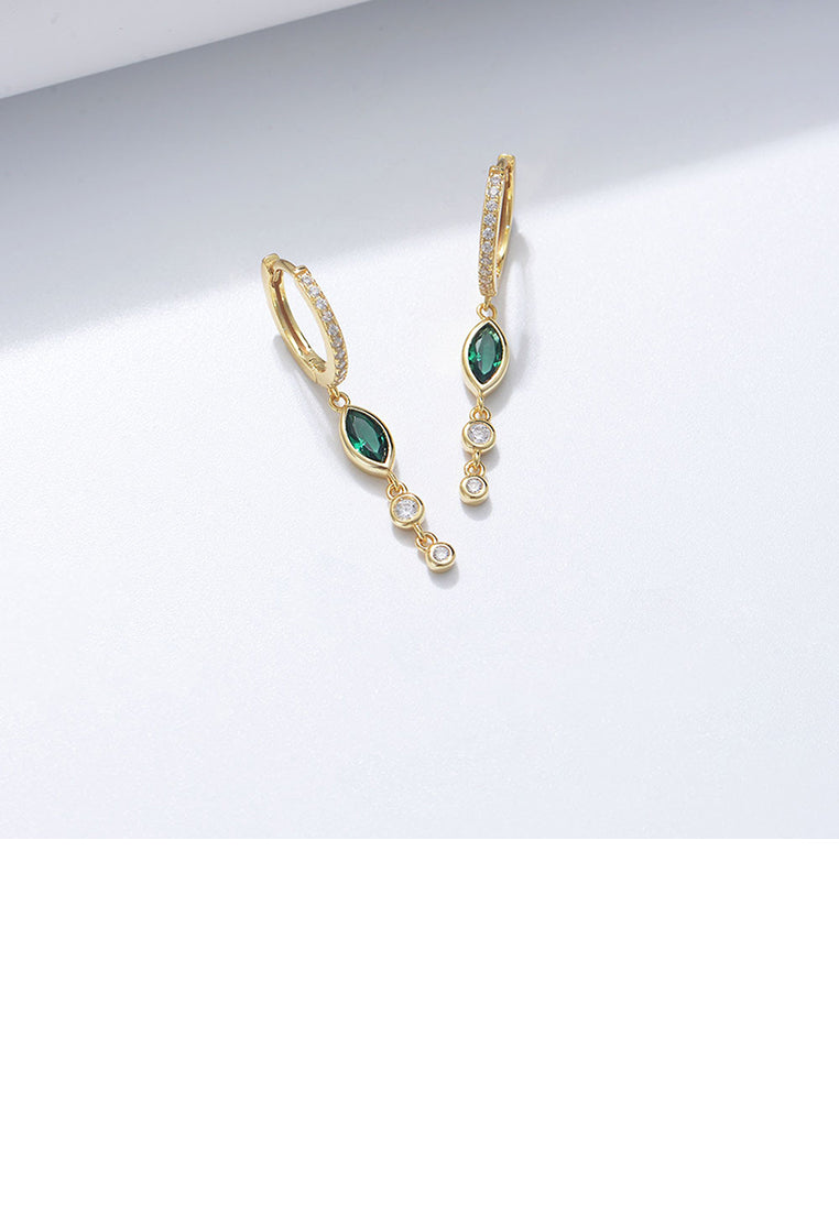 925 Sterling Silver Plated Gold Simple Elegant Geometric Tassel Earrings with Cubic Zirconia - Luxurious Look