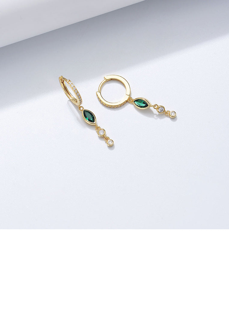 925 Sterling Silver Plated Gold Simple Elegant Geometric Tassel Earrings with Cubic Zirconia - Luxurious Look