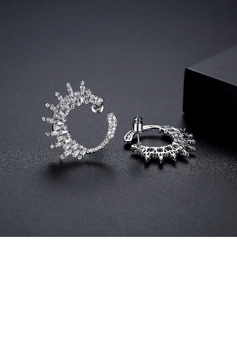 Fashion Personality Geometric Circle Stud Earrings with Cubic Zirconia - Luxurious Look