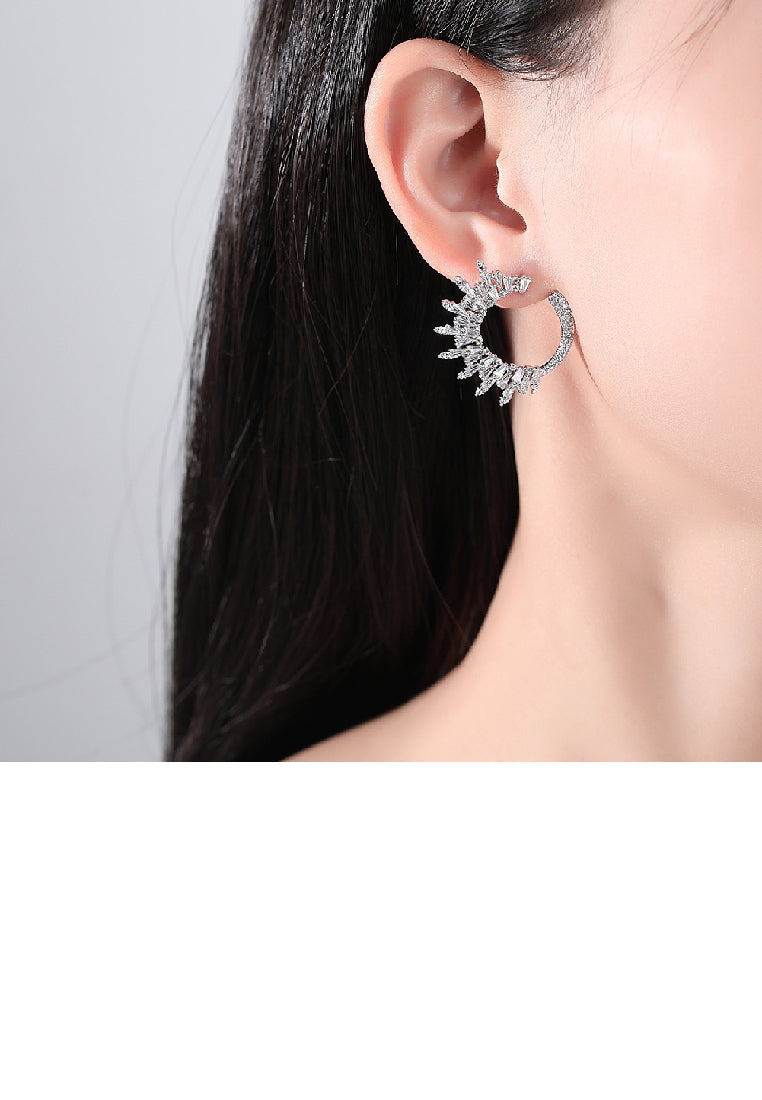 Fashion Personality Geometric Circle Stud Earrings with Cubic Zirconia - Luxurious Look