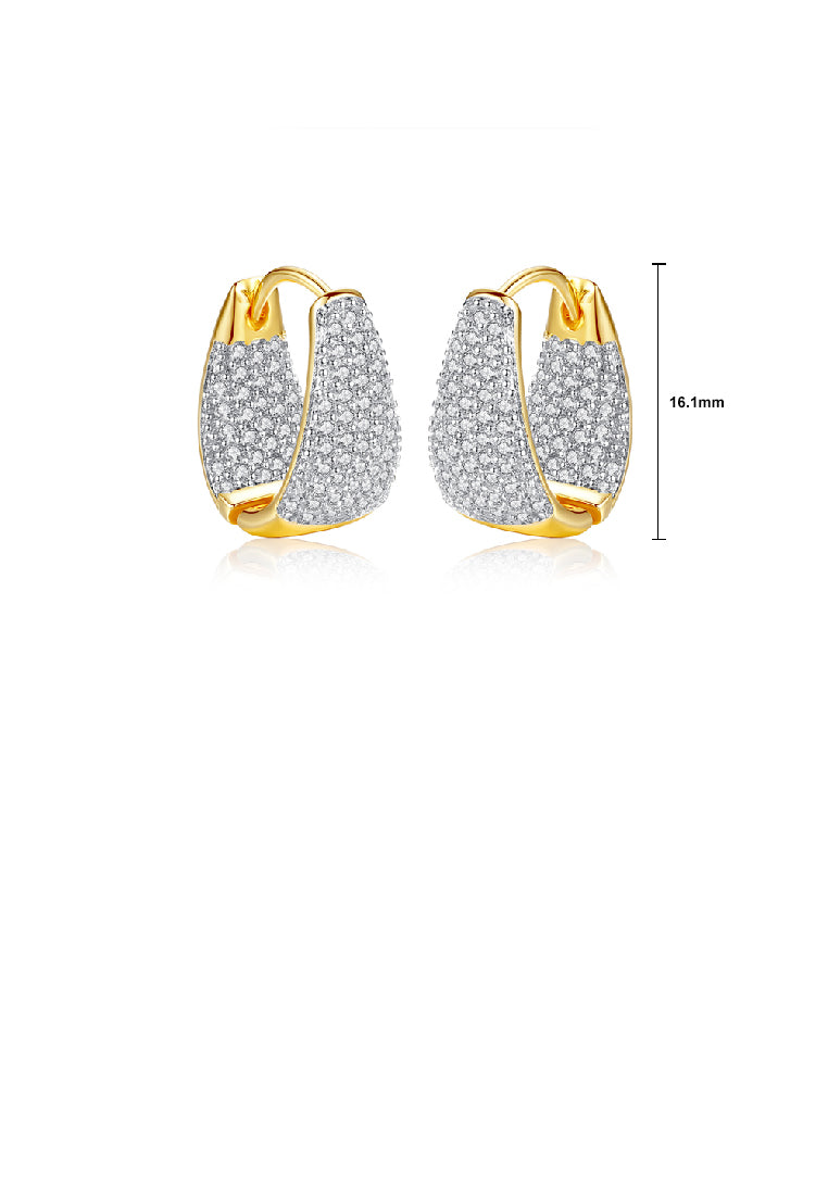 Fashion Brilliant Plated Gold Geometric Circle Stud Earrings with Cubic Zirconia - Luxurious Look