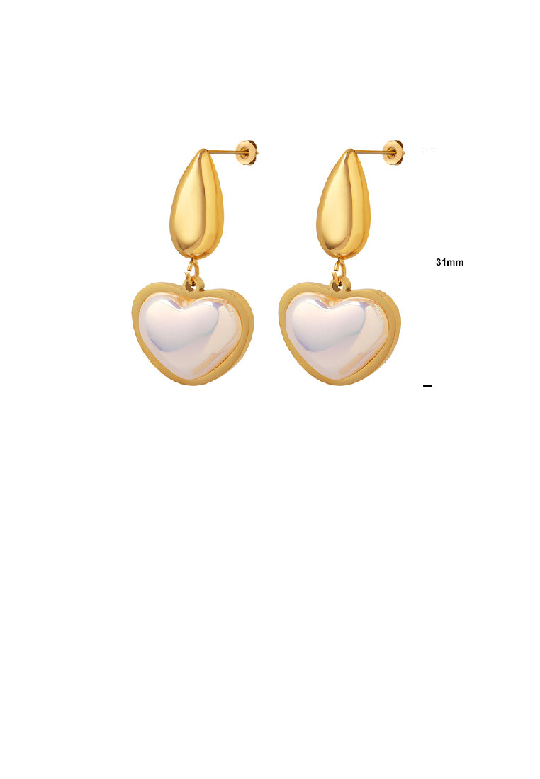 Fashion Simple Plated Gold 316L Stainless Steel Heart Earrings