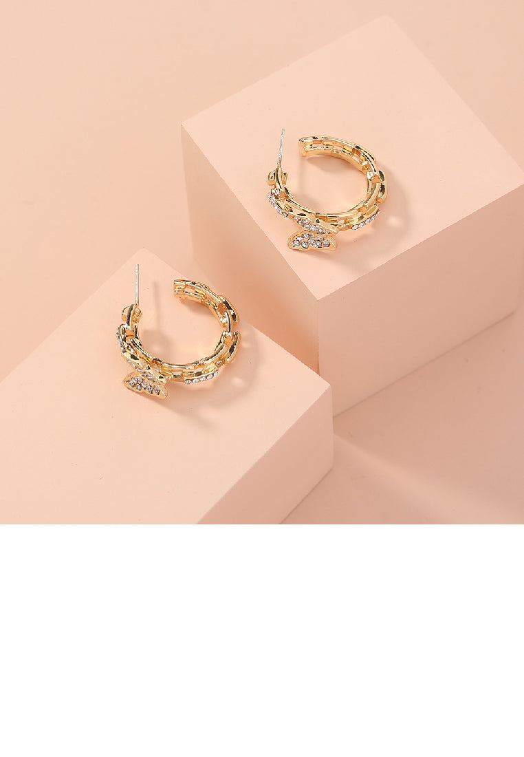 Fashion Simple Plated Gold Butterfly Geometric Circle Stud Earrings with Cubic Zirconia - Luxurious Look