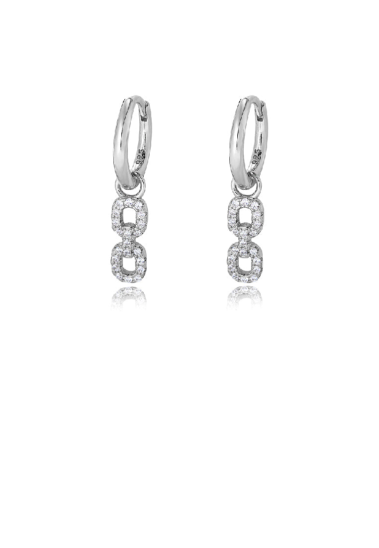 925 Sterling Silver Fashion Simple Circle Tassel Earrings with Cubic Zirconia - Luxurious Look