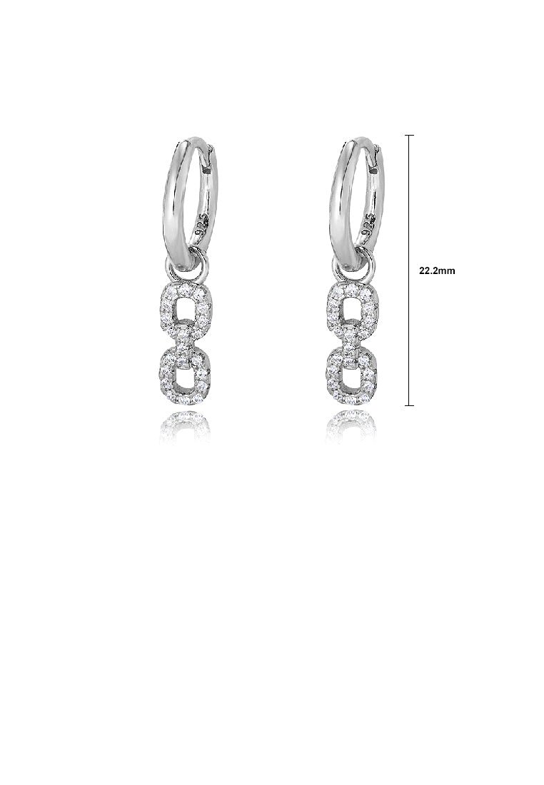 925 Sterling Silver Fashion Simple Circle Tassel Earrings with Cubic Zirconia - Luxurious Look