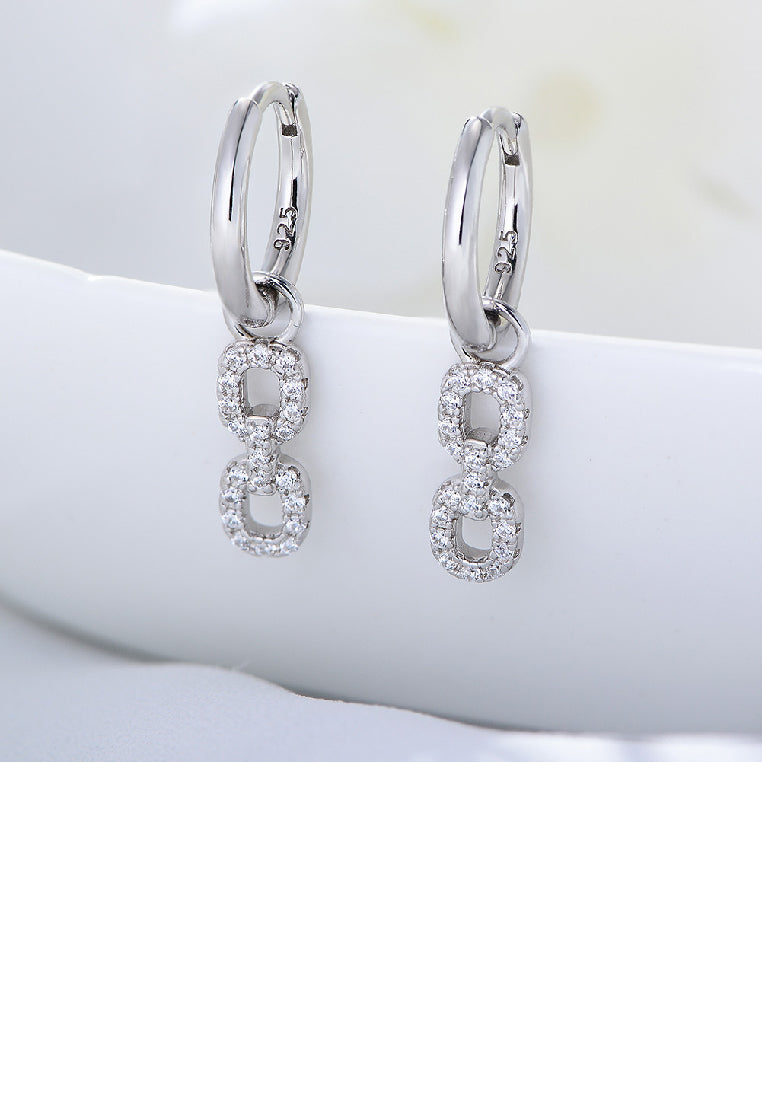 925 Sterling Silver Fashion Simple Circle Tassel Earrings with Cubic Zirconia - Luxurious Look