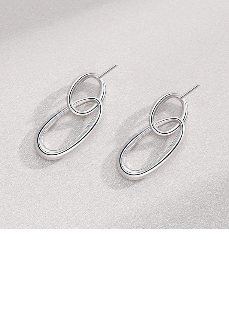 925 Sterling Silver Fashion Simple Geometric Line Circle Earrings