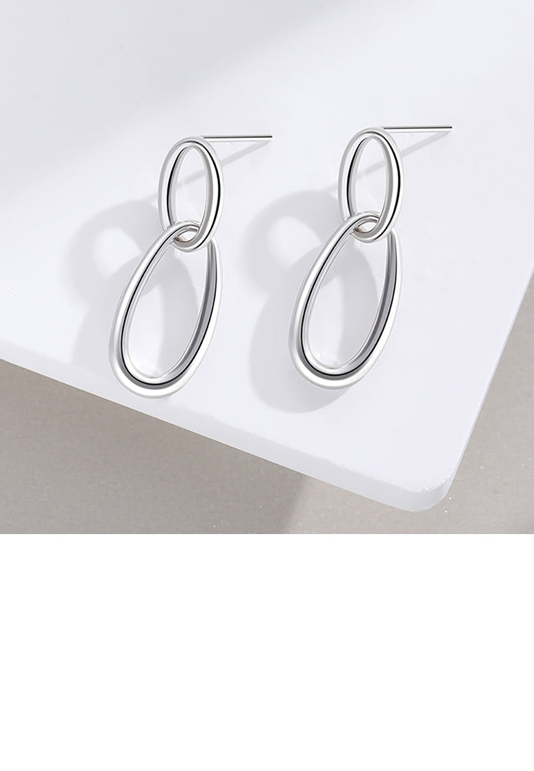 925 Sterling Silver Fashion Simple Geometric Line Circle Earrings