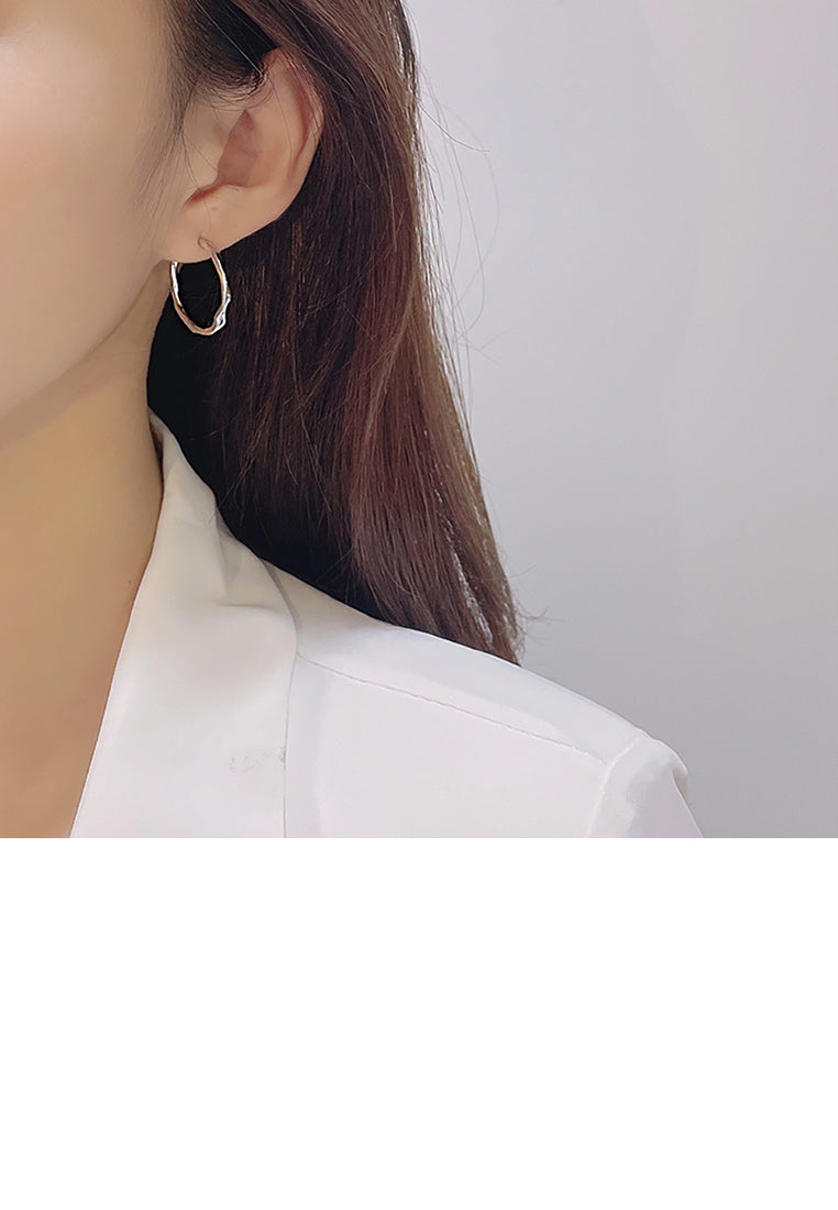 925 Sterling Silver Simple Temperament Irregular Geometric Circle Stud Earrings