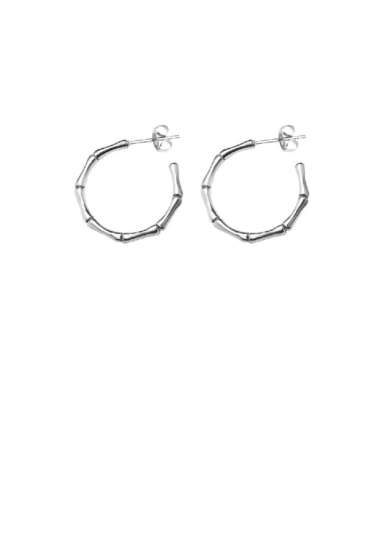 Simple Personality 316L Stainless Steel Bamboo C-Shape Geometric Stud Earrings