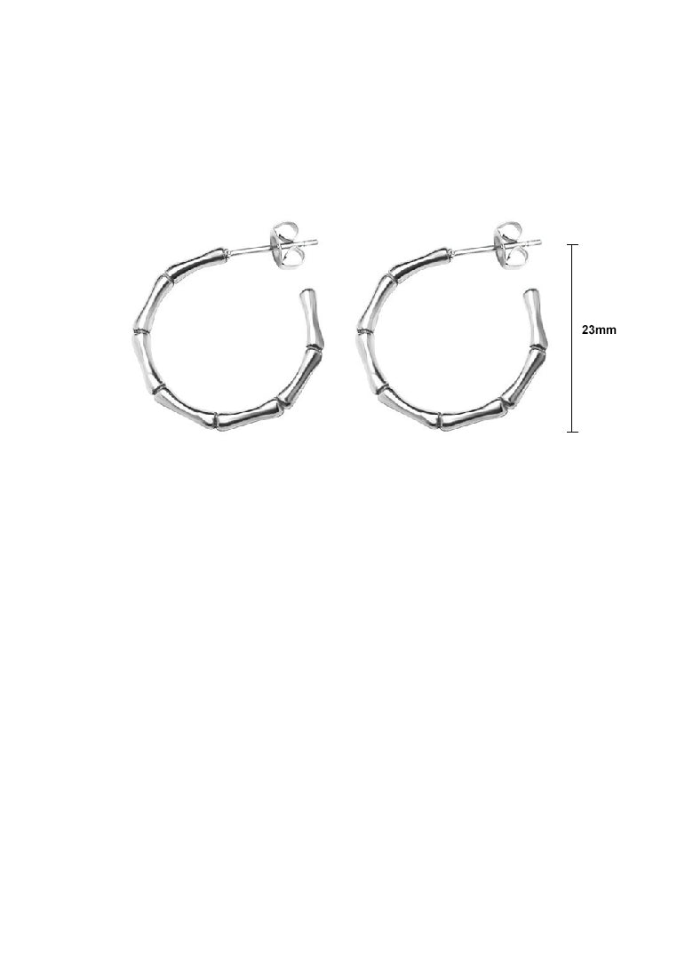 Simple Personality 316L Stainless Steel Bamboo C-Shape Geometric Stud Earrings