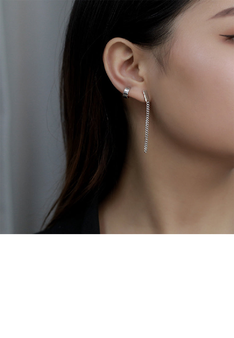 925 Sterling Silver Simple Fashion Geometric Square Tassel Long Earrings