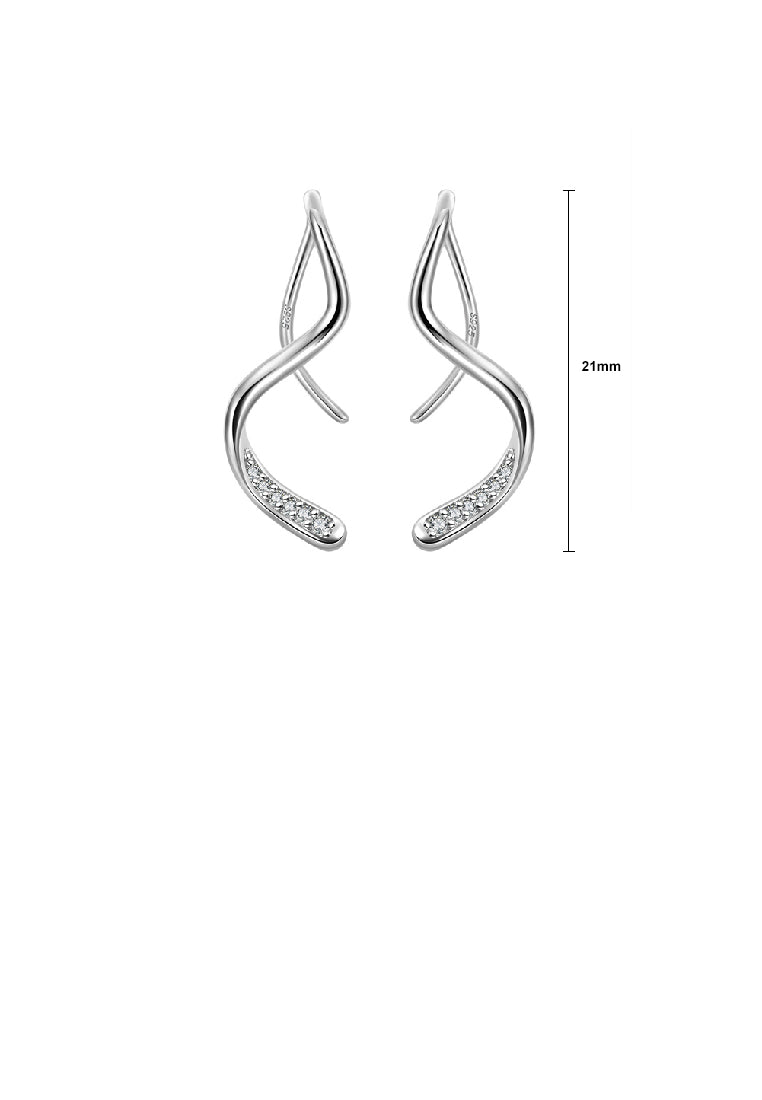 925 Sterling Silver Simple Temperament Curved Line Earrings with Cubic Zirconia - Luxurious Look