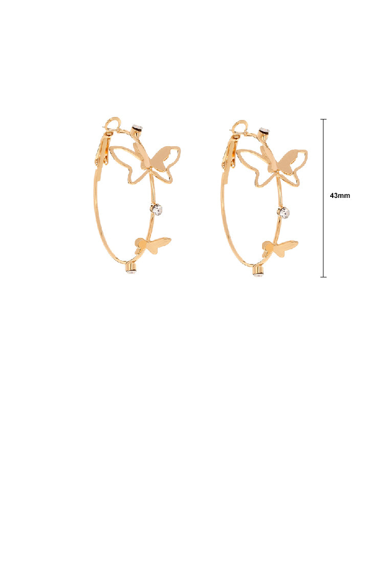 Fashion Temperament Plated Gold Hollow Butterfly Geometric Circle Earrings with Cubic Zirconia - Luxurious Look