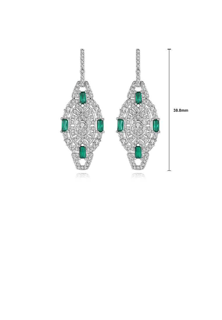 Bright Vintage Geometric Long Earrings with Cubic Zirconia - Luxurious Look