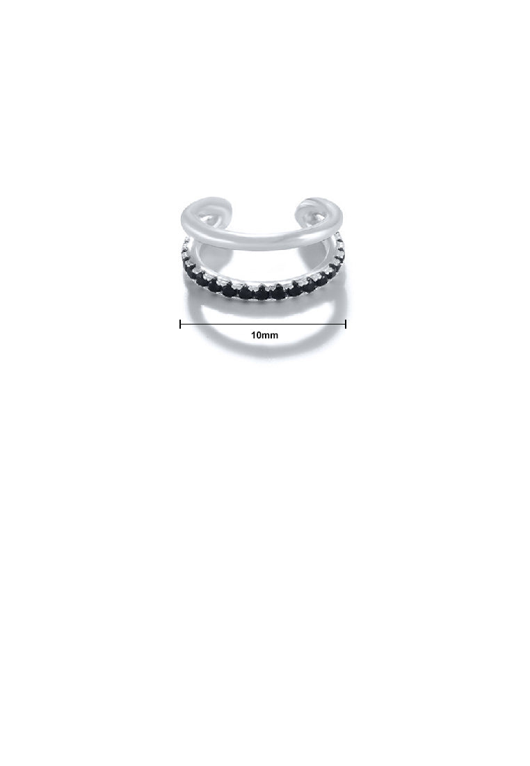 925 Sterling Silver Simple Personality Double-layer Line Geometric Ear Clip with Cubic Zirconia - Luxurious Look