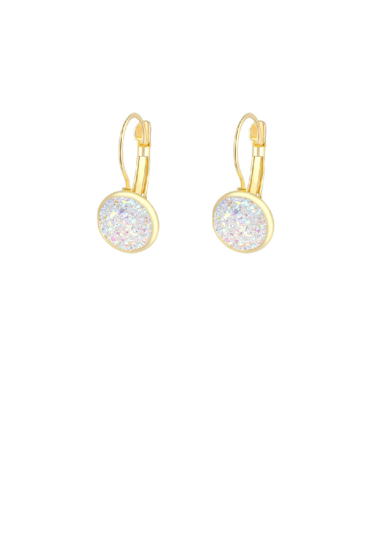 Fashion Brilliant Plated Gold Geometric Round Earrings with White Cubic Zirconia - Luxurious Look