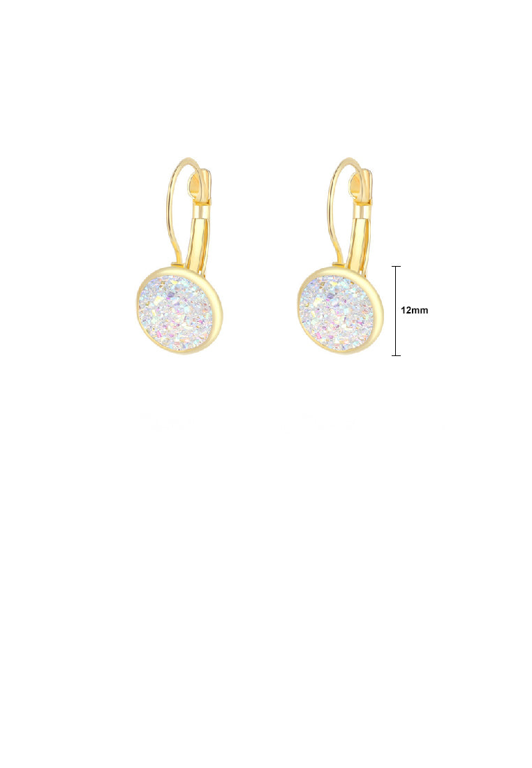 Fashion Brilliant Plated Gold Geometric Round Earrings with White Cubic Zirconia - Luxurious Look