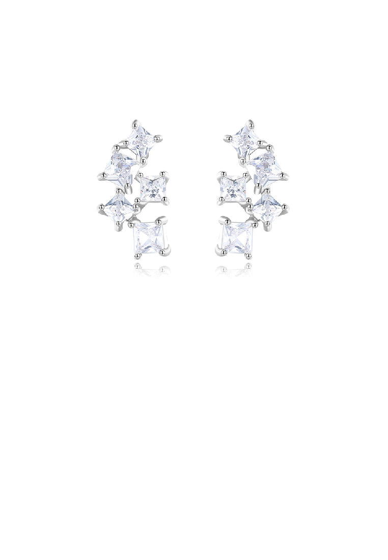 Fashion Simple Geometric Stud Earrings with Cubic Zirconia - Luxurious Look