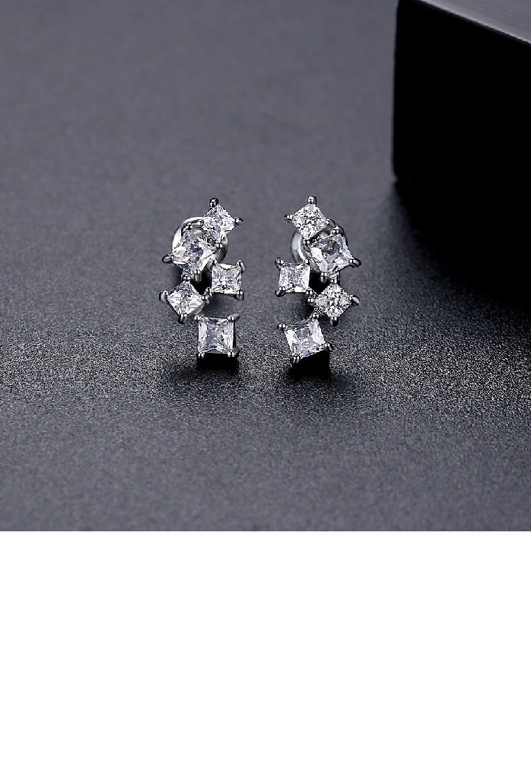Fashion Simple Geometric Stud Earrings with Cubic Zirconia - Luxurious Look