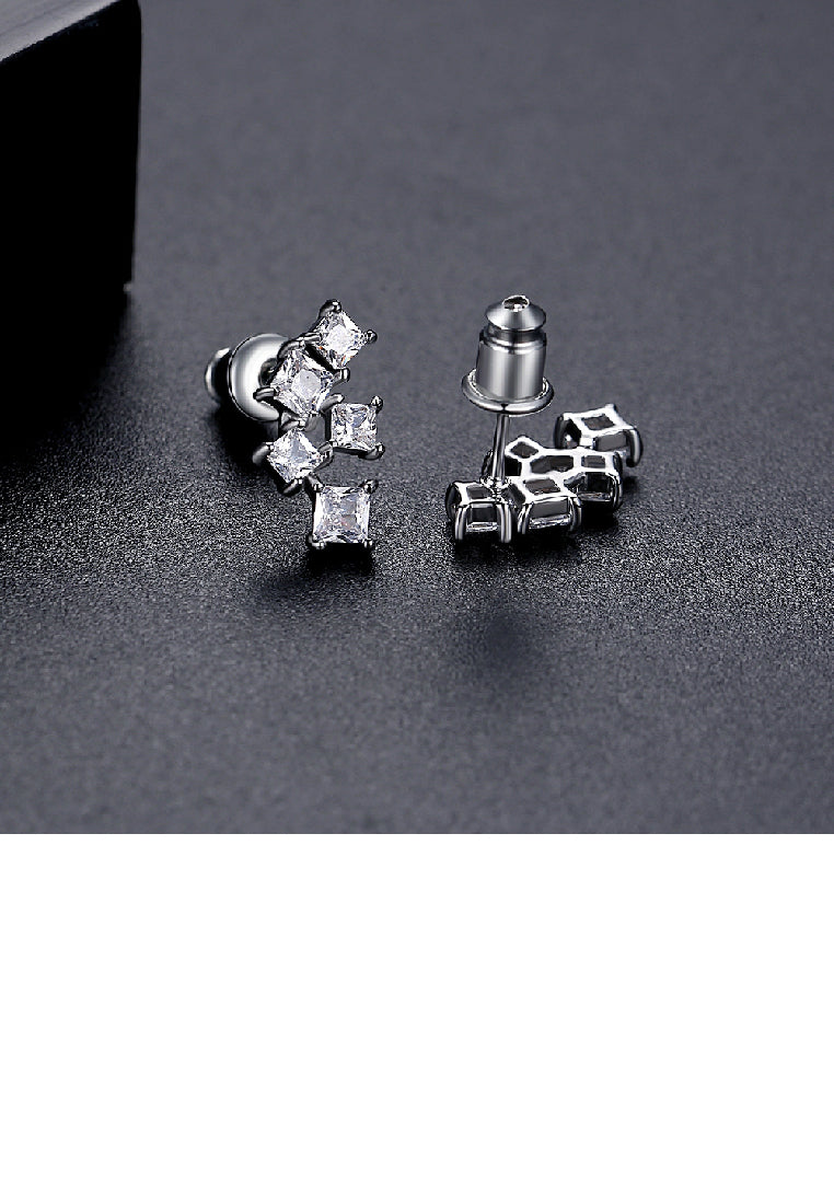 Fashion Simple Geometric Stud Earrings with Cubic Zirconia - Luxurious Look