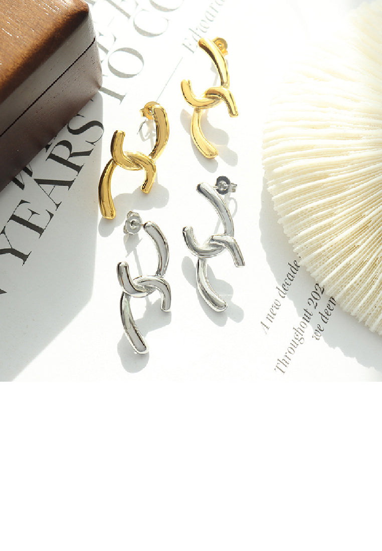 Simple Personality 316L Stainless Steel Double C-shape Geometric Earrings