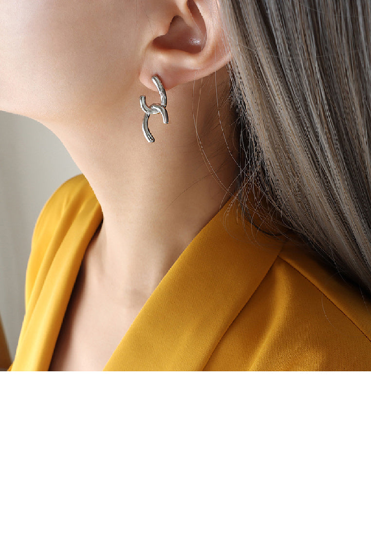Simple Personality 316L Stainless Steel Double C-shape Geometric Earrings